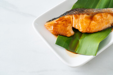 Grilled Salmon Steak with Soy Sauce