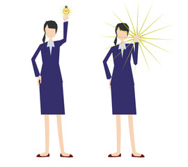 電球を取り換える社員と、モチベーションが高い社員