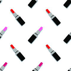 Fototapeta na wymiar Vector seamless pattern with red and pink lipsticks
