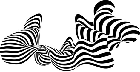 Abstract black and white stripe. Liquify Wave Line. Perspective Smooth ribbon.