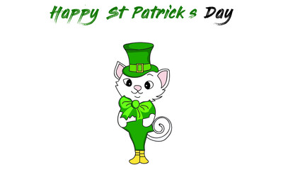 CAT ST PATRICK'S DAY ILLUSTRATION VECTOR