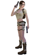 3d illustration of an sexy action figure 