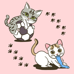 Cute cat illustration set - vector
