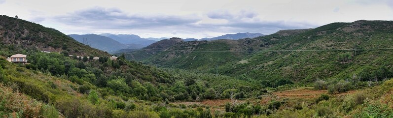 Fototapeta na wymiar Corsica-panoramic view from the road to Corte