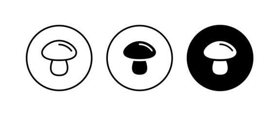 Champignon mushroom icon button, vector, sign, symbol, logo, illustration, editable stroke, flat design style isolated on white - obrazy, fototapety, plakaty