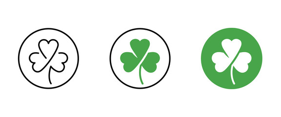 shamrock icon. Trefoil. The white clover leaf is the symbol of Ireland. Colored vector illustration. Isolated background. Three sheets. Saint Patrick Day. Green plant