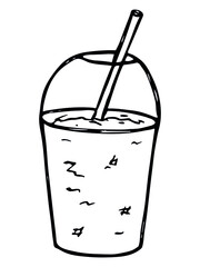 Cute milkshake illustration isolated on a white background. Simple cup clipart. Pretty drink doodle.