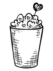 Cute milkshake illustration isolated on a white background. Simple cup clipart. Pretty drink doodle.