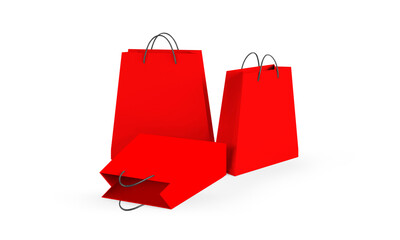 Red empty Shopping Bag for advertising and branding.3d render