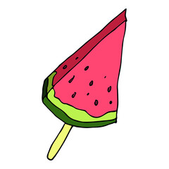 Vector watermelon clipart. Hand drawn watermelon outline icon. Fruit illustration isolated on white background. For print, web, design, decor, logo.