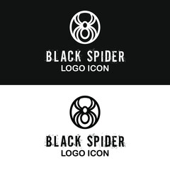 simple spider drawing in circle shape silhouette for retro vintage business identity logo design