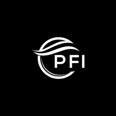 PFI letter logo design on black background. PFI  creative initials letter logo concept. PFI letter design.
