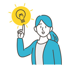 A woman who come up with a good idea【Vector illustration】