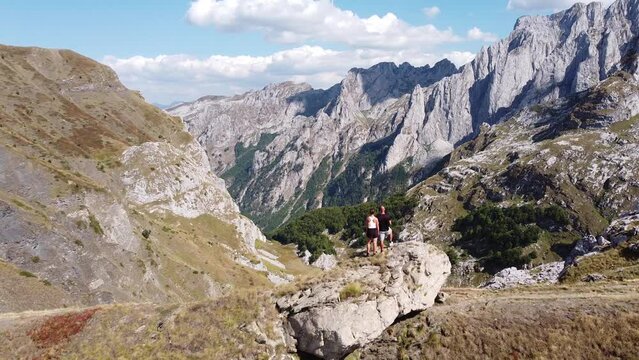 Couple On Top Of The Mountain at Prokletije National Park, Montenegro - Aerial