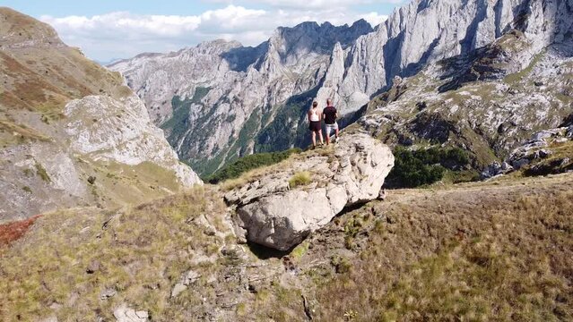 Couple On Top of the Mountain at Prokletije National Park, Montenegro - Pedestal