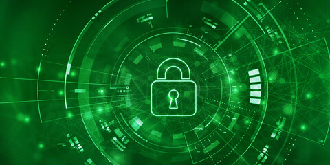 2d illustration Safety concept: Closed Padlock on digital background
