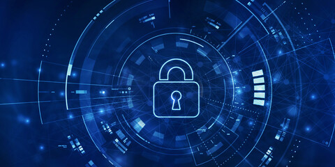 2d illustration Safety concept: Closed Padlock on digital background
