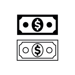 Dollar USA icon. Symbol of money and value. US currency banknote.