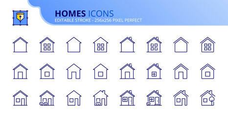 Simple set of outline icons about home and real estate