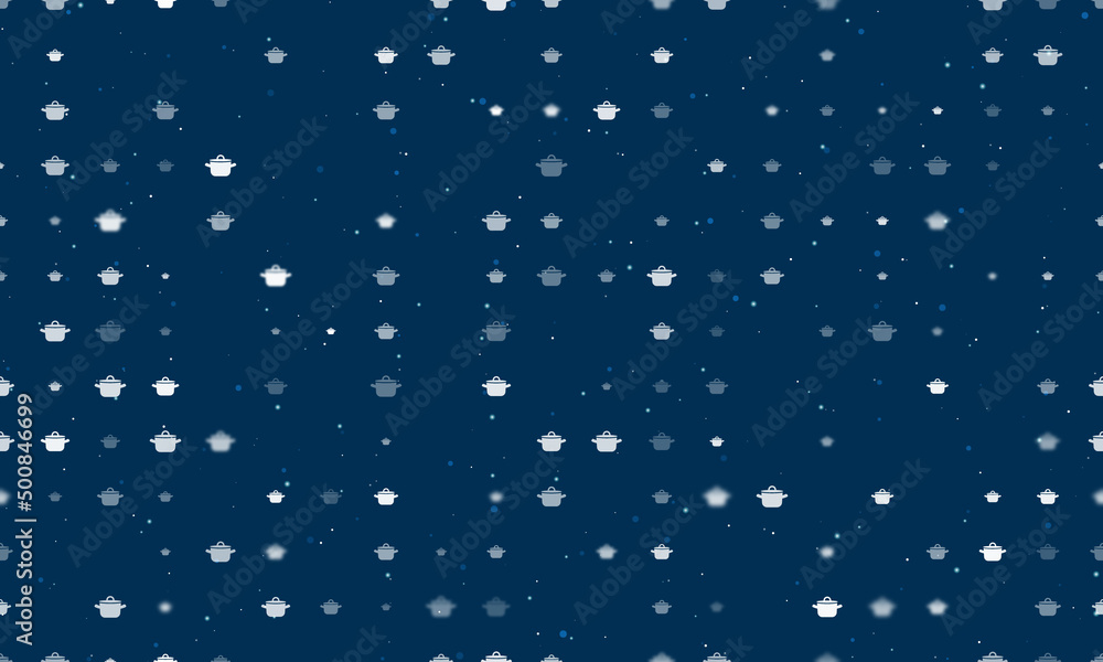 Poster seamless background pattern of evenly spaced white pot symbols of different sizes and opacity. vecto