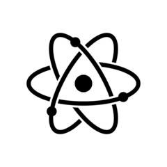 Obraz na płótnie Canvas Atom icon. Symbol of scientists, science and technology. Isolated raster illustration on white background.