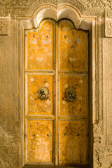 Old wooden door of the tooth relic shrine room, Sri Dalada Maligawa, Kandy, Sri Lanka