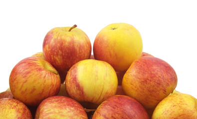 Heap of many ripe apples isolated on white background	