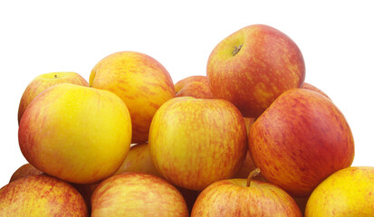 Heap of many ripe apples isolated on white background	
