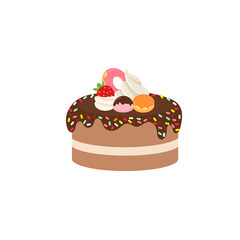 Happy birthday party birthday cake box fruit Cake Chocolate Cake Celebration Party birthday candles set isolated flat vector graphic design illustration And icon elements