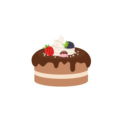 Happy birthday party birthday cake box fruit Cake Chocolate Cake Celebration Party birthday candles set isolated flat vector graphic design illustration And icon elements