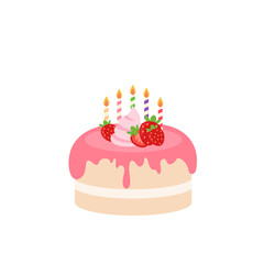 Happy birthday party birthday cake box fruit cake Celebration Party birthday candles set isolated flat vector graphic design illustration And icon elements