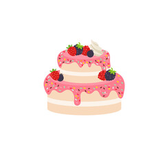 Happy birthday party birthday cake box fruit cake Celebration Party birthday candles set isolated flat vector graphic design illustration And icon elements