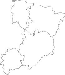 White flat blank vector map of raion areas of the Ukrainian administrative area of RIVNE OBLAST, UKRAINE with black border lines of its raions