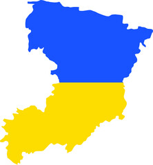 Flat vector map of the Ukrainian administrative area  of RIVNE OBLAST combined with official flag of UKRAINE