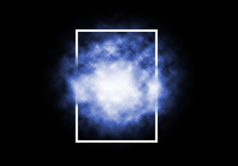 Square shape frame on blue fog background