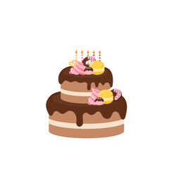 Happy birthday party birthday cake box fruit Cake Chocolate Cake Celebration Party birthday candles set isolated flat vector graphic design illustration And icon elements