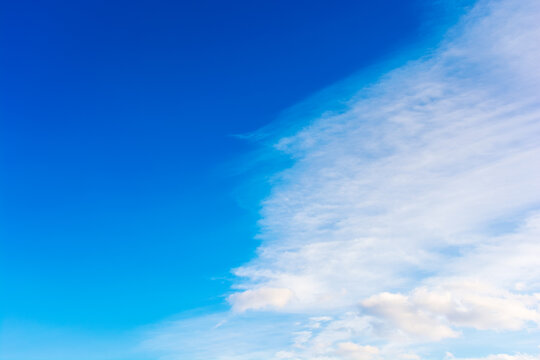 blue sky and white clouds on a windy weather. atmosphere air freedom concept. nature series in spring. creative gradient background for installation and design