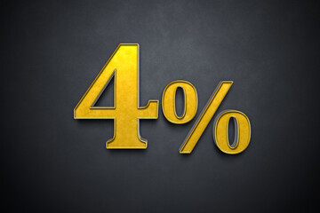 4 percent symbol 3d gold
