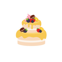 Happy birthday party birthday cake box fruit cake Celebration Party birthday candles set isolated flat vector graphic design illustration And icon elements