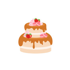 Happy birthday party birthday cake box fruit Cake caramel Cake Celebration Party birthday candles set isolated flat vector graphic design illustration And icon elements