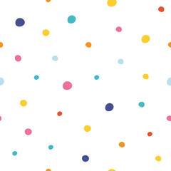 Colorful dotted seamless pattern on white background. Summer vector seamless pattern