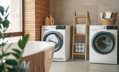 Interior of a real laundry room