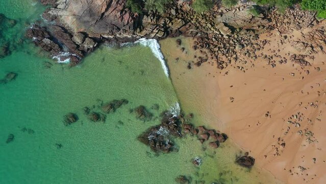 Nai thon beach and the wooden stairs in Phuket, Thailand
