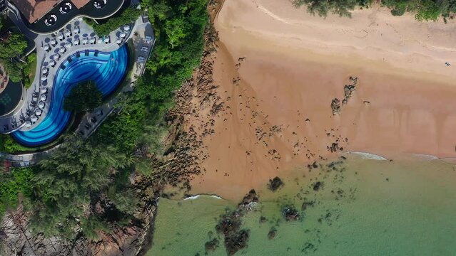Nai thon beach and the wooden stairs in Phuket, Thailand