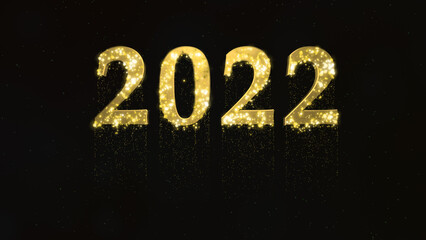 Happy new year 2022 with gold particles	