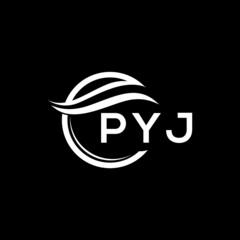 PYJ letter logo design on black background. PYJ  creative initials letter logo concept. PYJ letter design.
