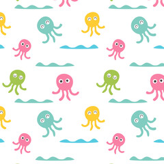 seamless pattern with a cute octopus