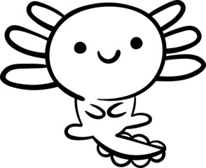 Axolotl icon. Hand drawn vector illustration.