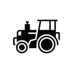 Black solid icon for tractor