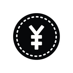 Fototapeta premium Black solid icon for yen